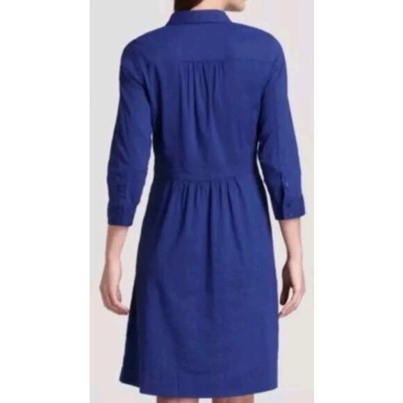 Eileen Fisher Long Sleeve Blue Dress Size Medium Linen Blend Button Down - Picture 2 of 10